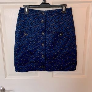 Banana Republic Short Blue Leopard Skirt